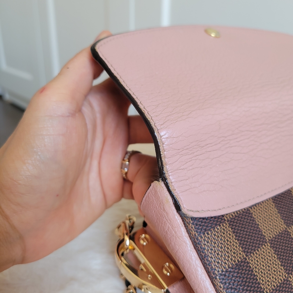 💕Authentic Louis Vuitton Damier Ebene NORMANDY Wallet PINK Crossbody/Shoulder - Picture 10 of 17